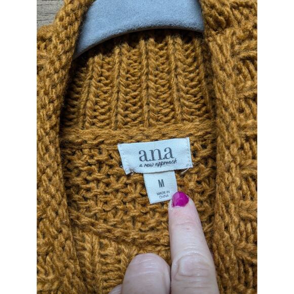 A.N.A. Womans Size M Sweater Loose Knit Oversized Brown High Neck - Picture 2 of 6